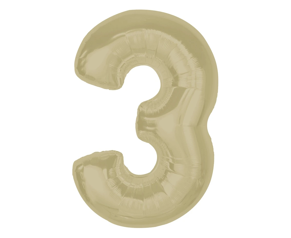 Foil balloon number 3, matt latte, 92 cm EOL
